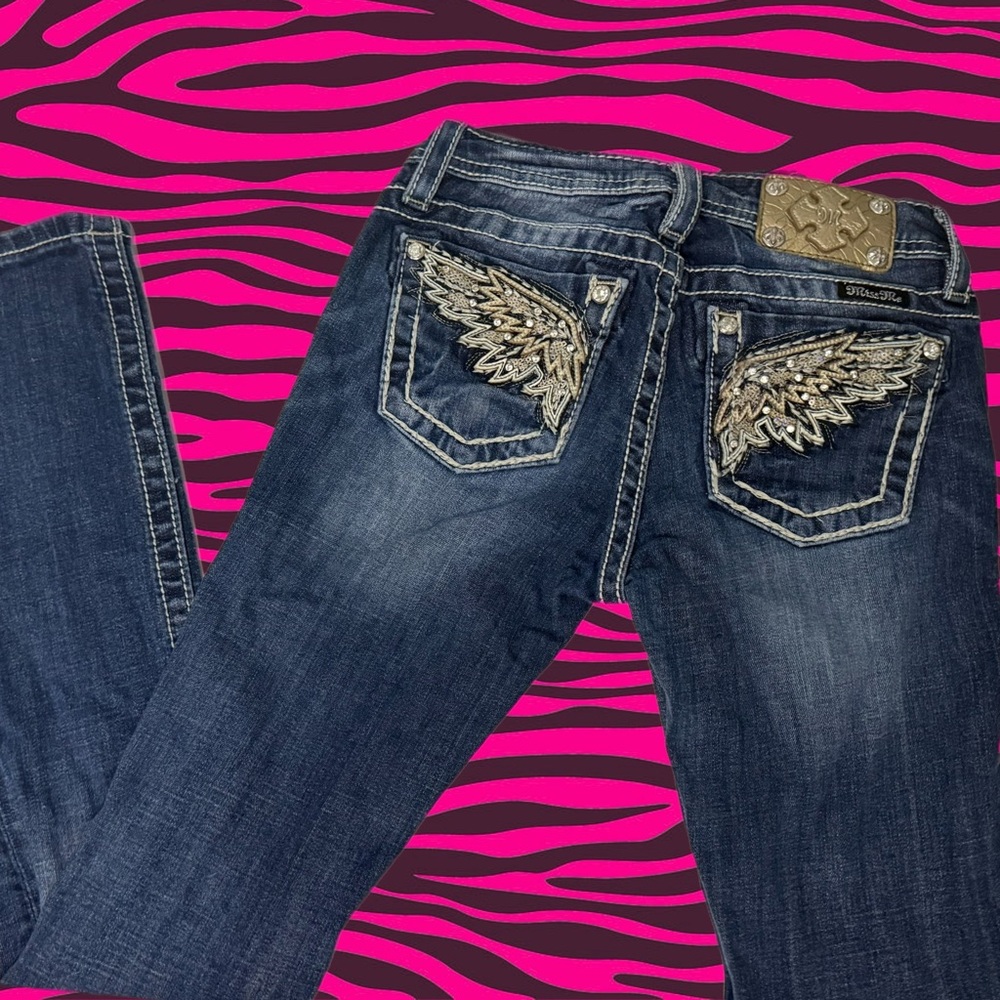 Miss Me Bling Angel Wing Embellished Dark Wash Women’s Jeans
